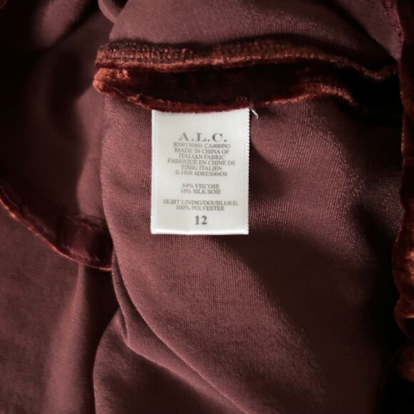 A.L.C. Carlo Velvet Wrap Mini Dress Cognac Red Size 12 - Picture 6 of 10